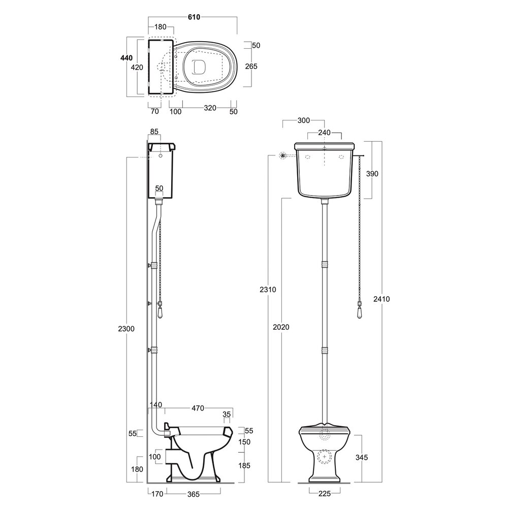 Simas Arcade Arcade HIgh Level toilet with ceramic cistern