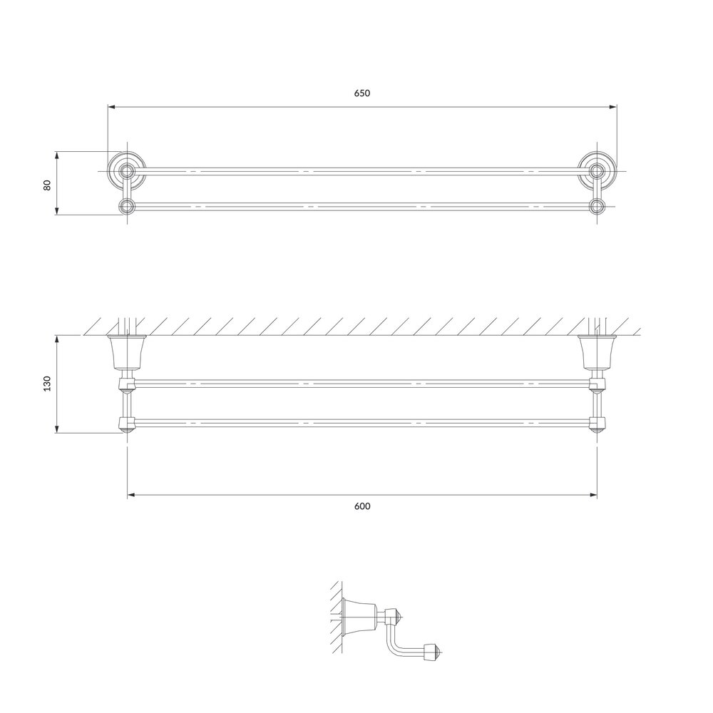 OMNIRES Art Line double towel rail 65cm AL53226