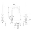 Lefroy Brooks 1900 Classic LB1900 Classic 3-Loch Waschtisch-Armatur mit Kreuzgriffen - hoher Auslauf CH-1230