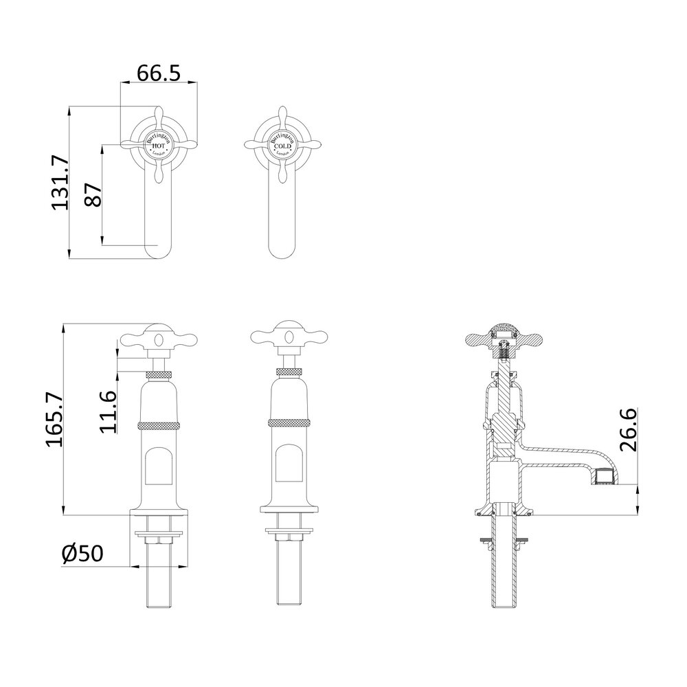 BB Guild Guild pillar taps (pair) with short spout