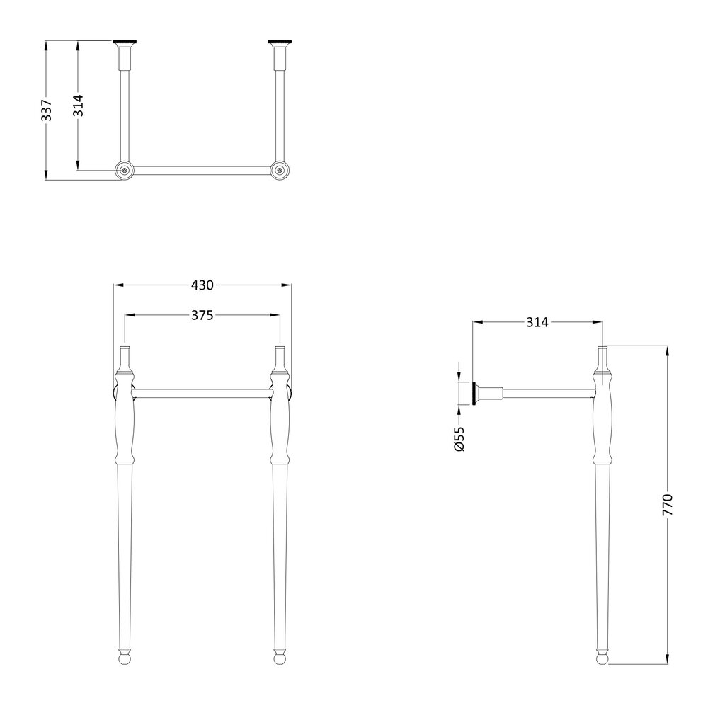 BB Guild Guild 450 cloakroom basin with metal stand GU45X77