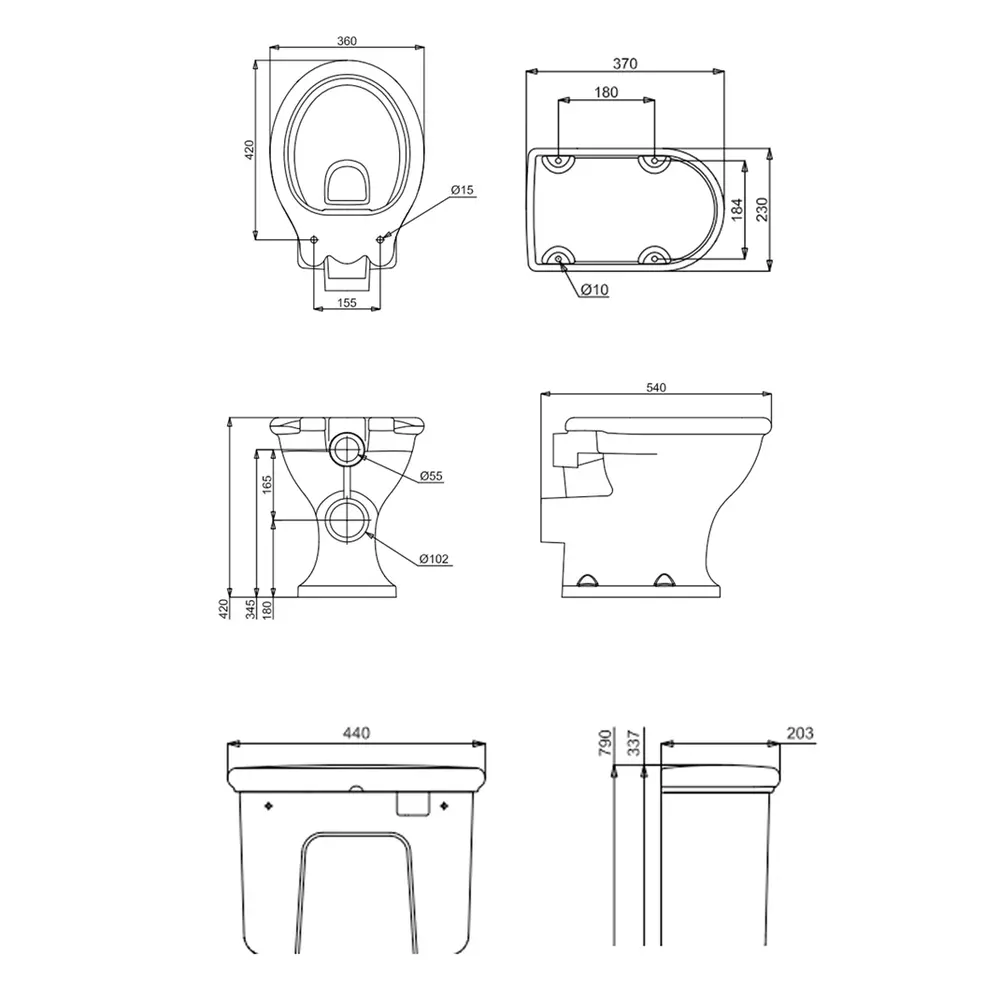 BB Guild Guild Low-Level-WC mit Spülkasten - Wandabgang - WC ohne Spülrand