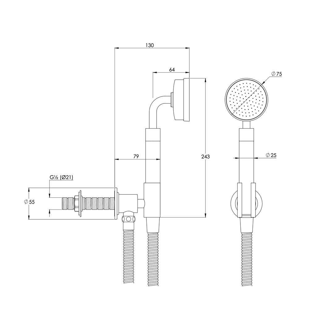 Lefroy Brooks 1935 Janey Mac Janey Mac Fifth wall mounted hand shower set JM-1826