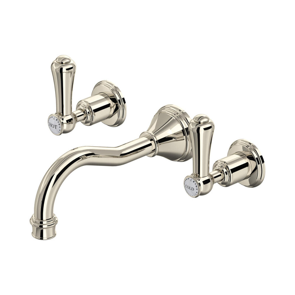 Perrin & Rowe Georgian 3-hole wall mounted basin mixer with lever handles E.3615