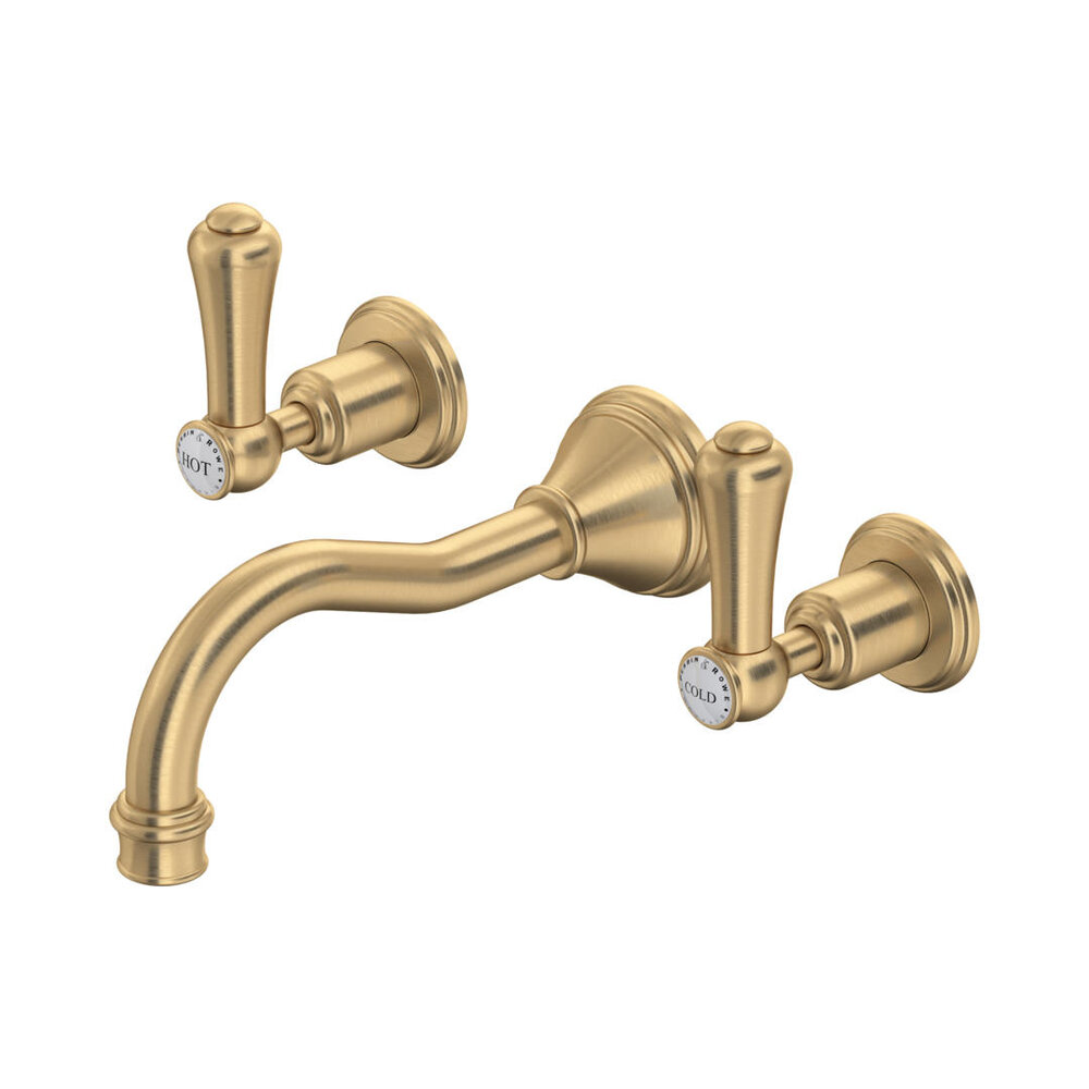 Perrin & Rowe Georgian 3-hole wall mounted basin mixer with lever handles E.3615