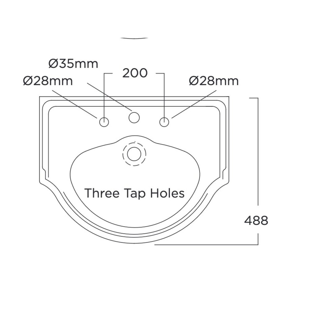 Perrin & Rowe Edwardian OUTLET Edwardian 62cm basin with 3 tap holes