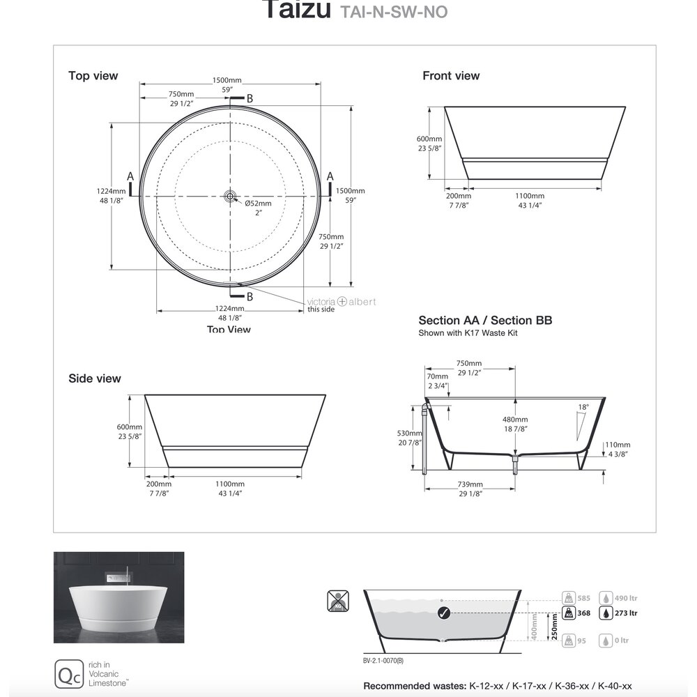 Victoria + Albert V+A freestanding bath Taizu