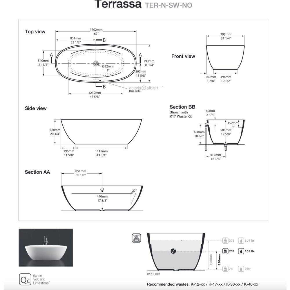 Victoria + Albert V+A freestanding bath Terrassa