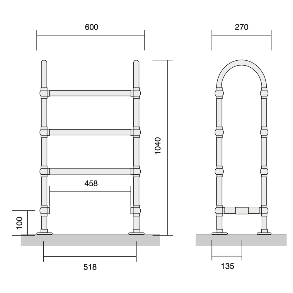 Bard & Brazier B&B Traditional towel rail La Fayette LFH104/60