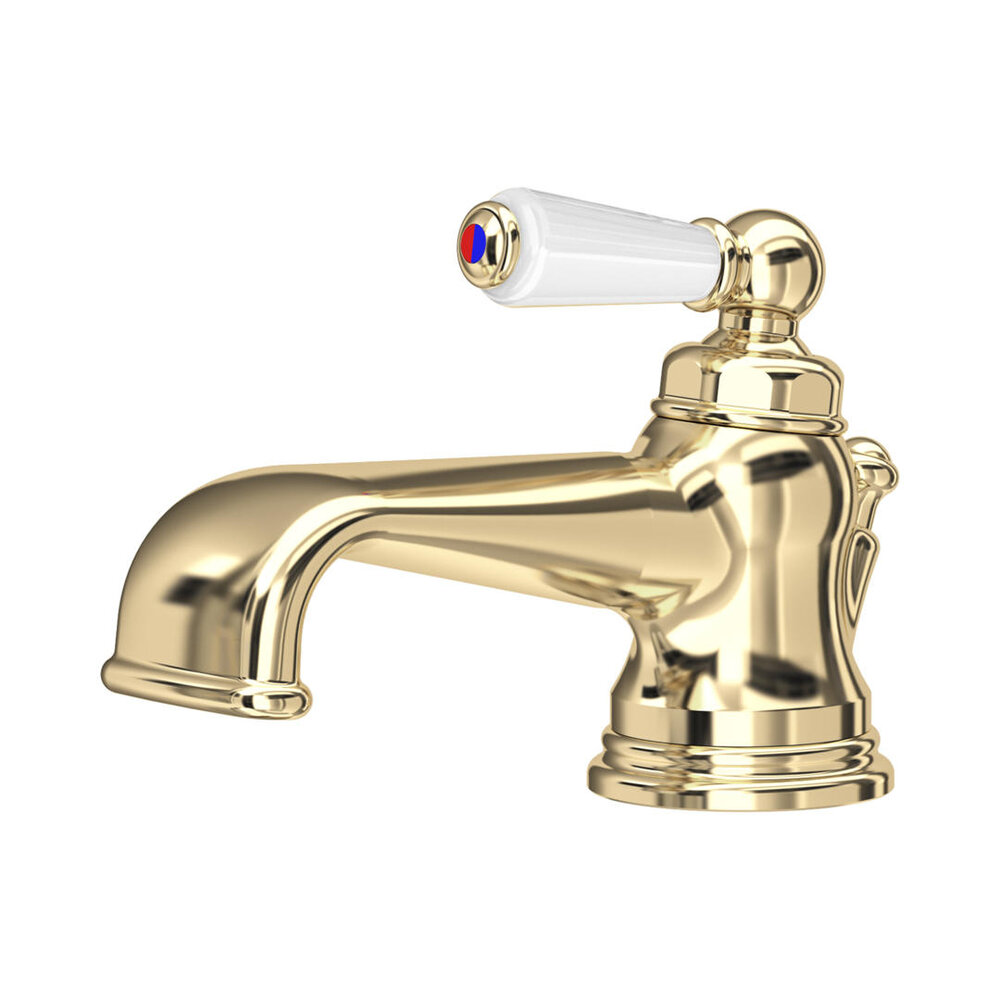 Perrin & Rowe Victorian White 1-gats wastafelmengkraan met wit porseleinen hendel