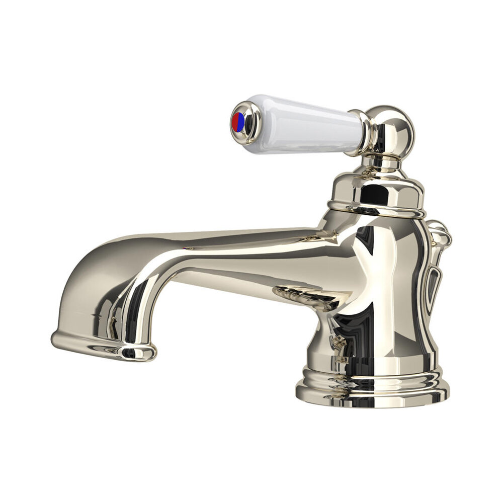 Perrin & Rowe Victorian White 1-gats wastafelmengkraan met wit porseleinen hendel