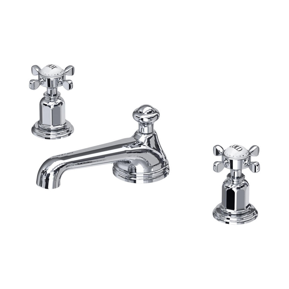 Perrin & Rowe Victorian White 3-gats wastafelmengkraan met kruisgrepen E.3706