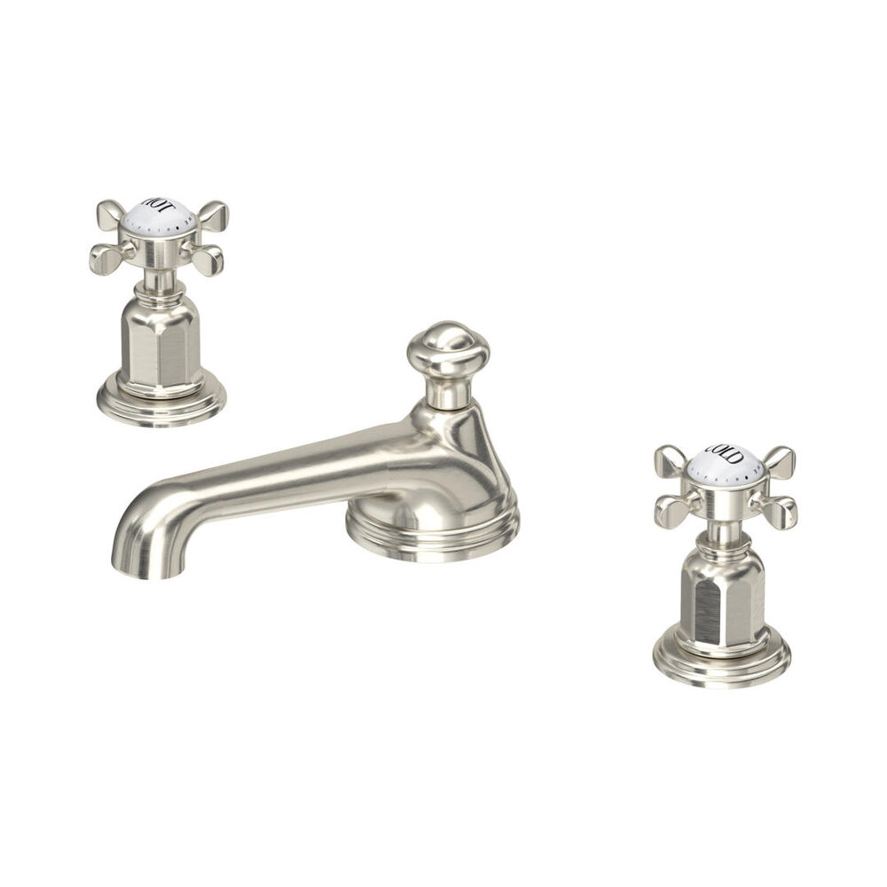 Perrin & Rowe Victorian White 3-gats wastafelmengkraan met kruisgrepen E.3706