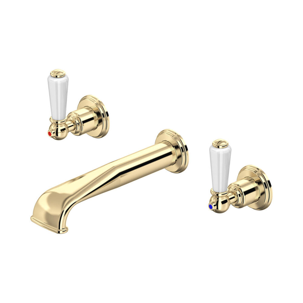 Perrin & Rowe Victorian White 3-gats wastafelmengkraan wand met hendels E.3545