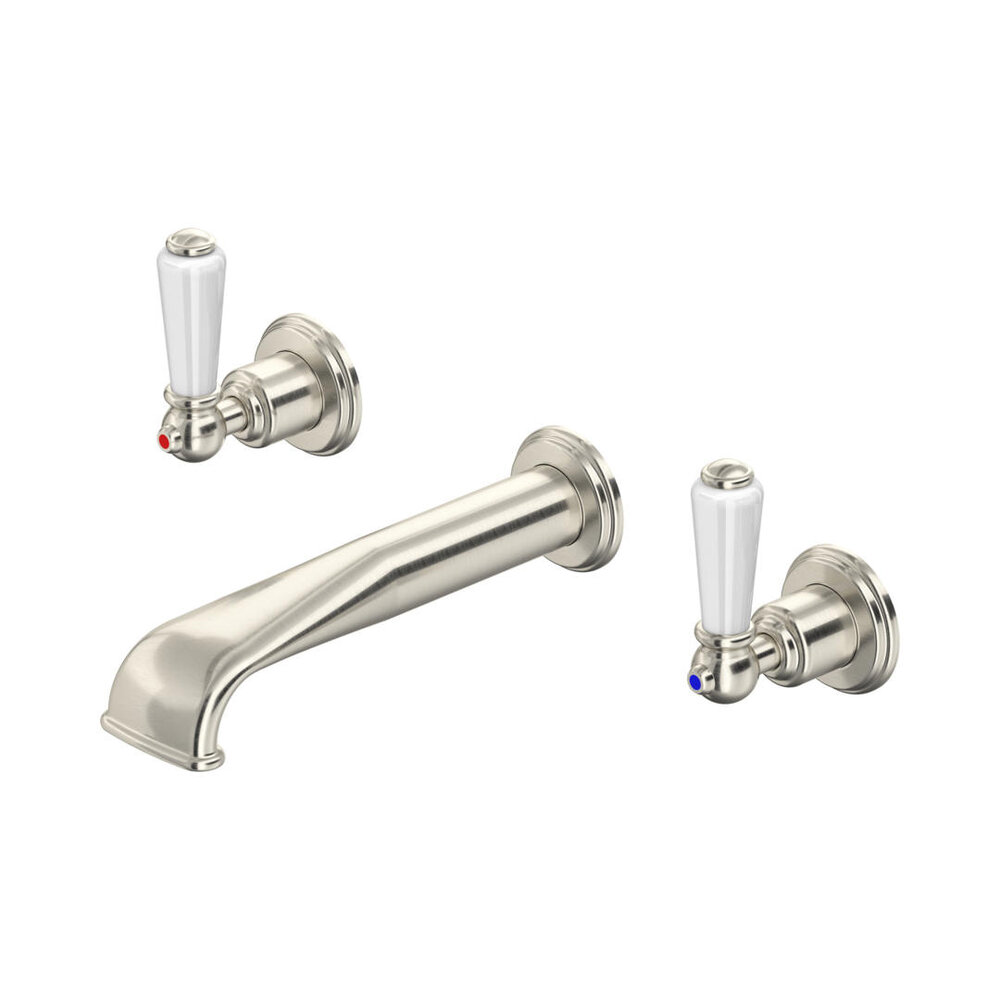 Perrin & Rowe Victorian White 3-gats wastafelmengkraan wand met hendels E.3545