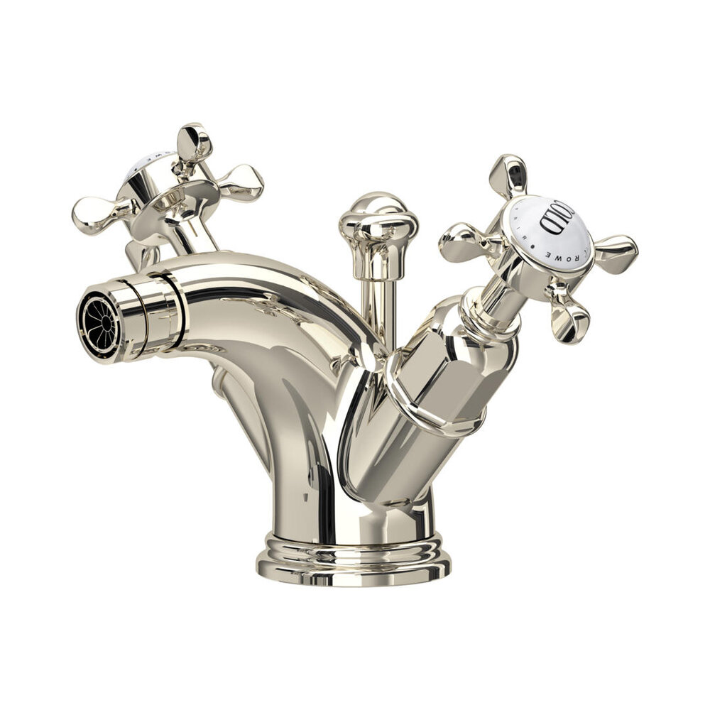 Perrin & Rowe Victorian White 1-hole bidet mixer with crosshead handle E.3676