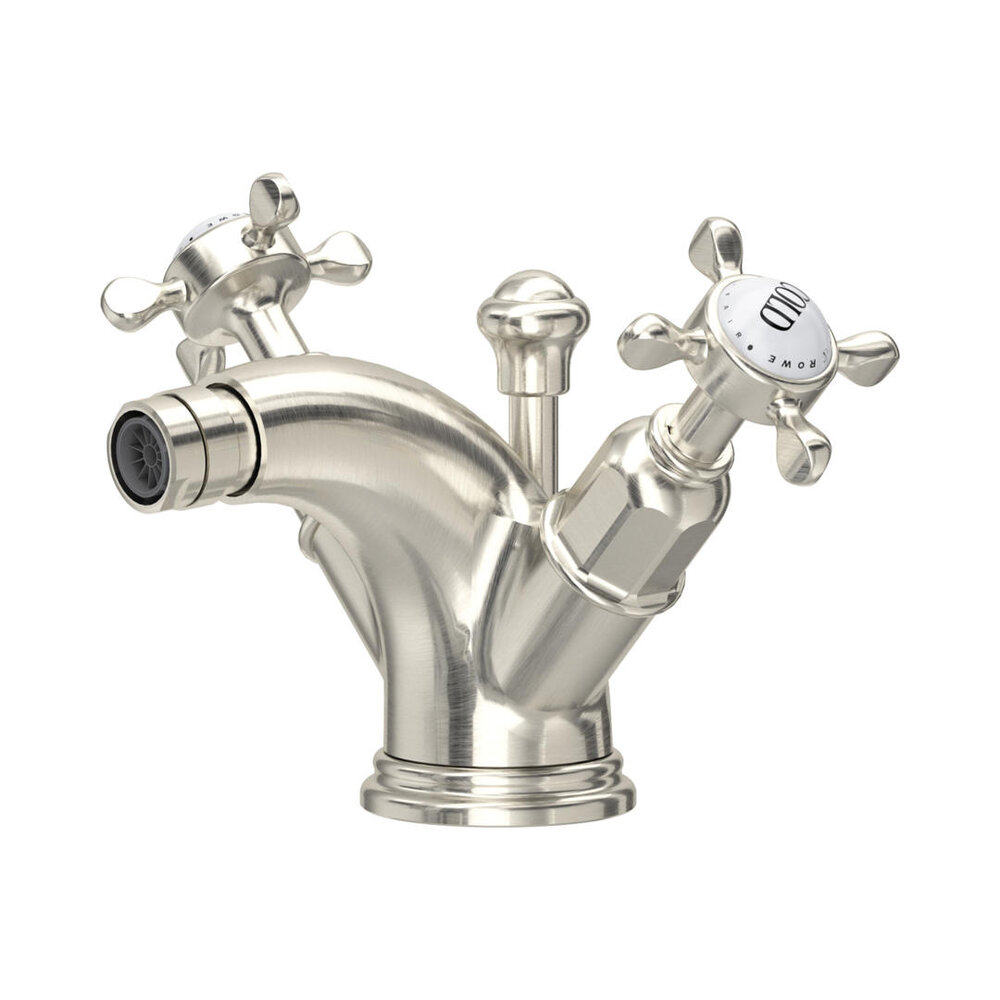 Perrin & Rowe Victorian White 1-hole bidet mixer with crosshead handle E.3676