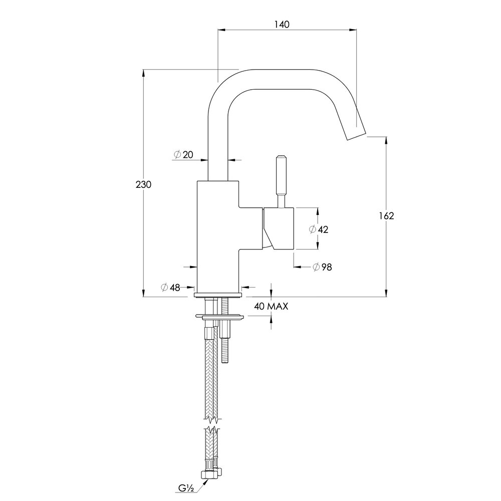 Coalbrook DECCA Decca 1-hole basin mixer DC1001