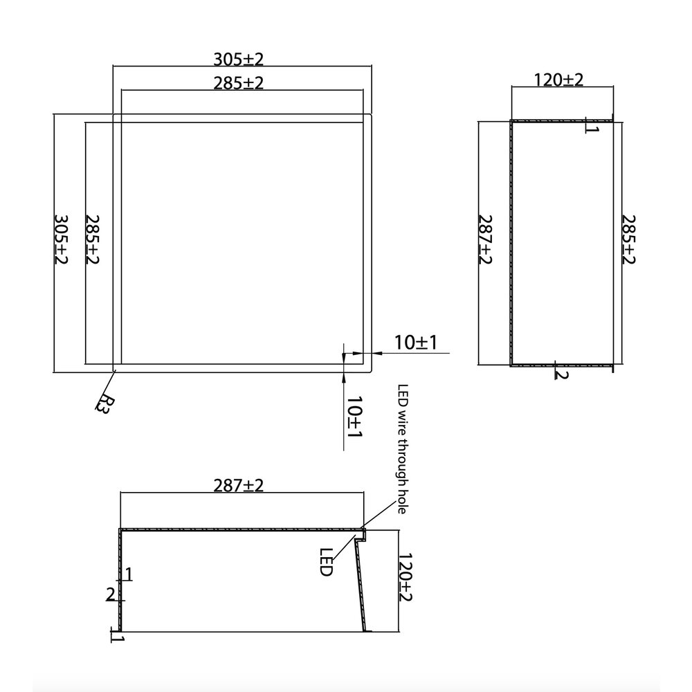 Crosswater Inbouwnis voor douche & badkamer 305x305mm met LED verlichting
