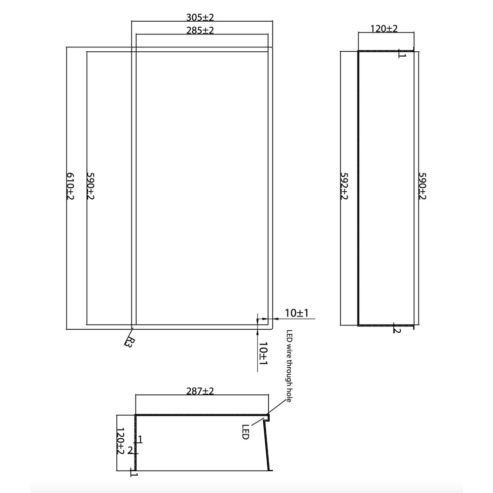 Crosswater Shower niche 610x305mm with LED light strip