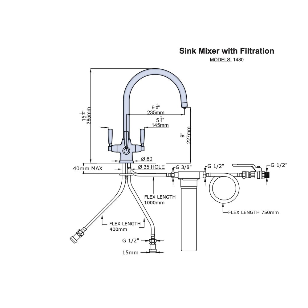 Perrin & Rowe Contemporary Küchenarmatur Metis / Langbourn Filtration E.1480