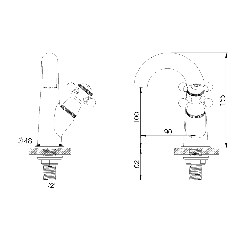 rvb 1921 1921 1-hole swan neck cloakroom basin tap
