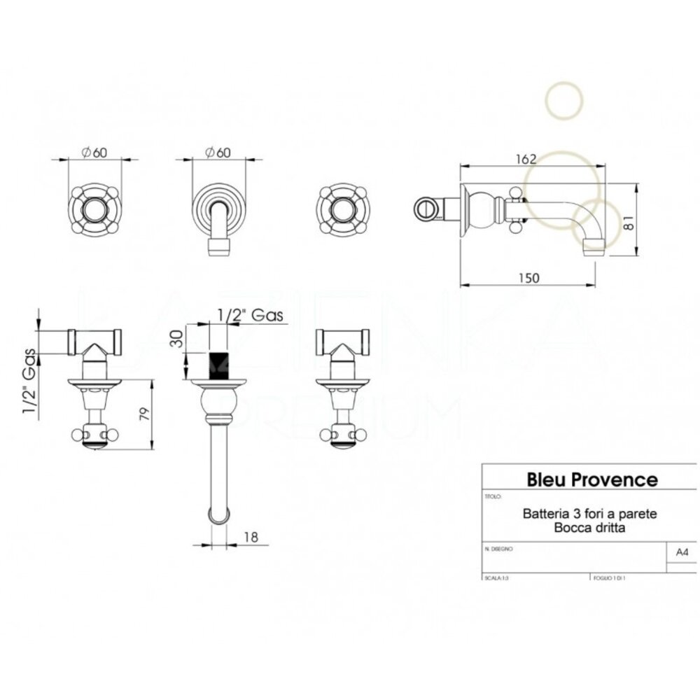 Bleu Provence BP Wall mounted basin mixer RLP1012