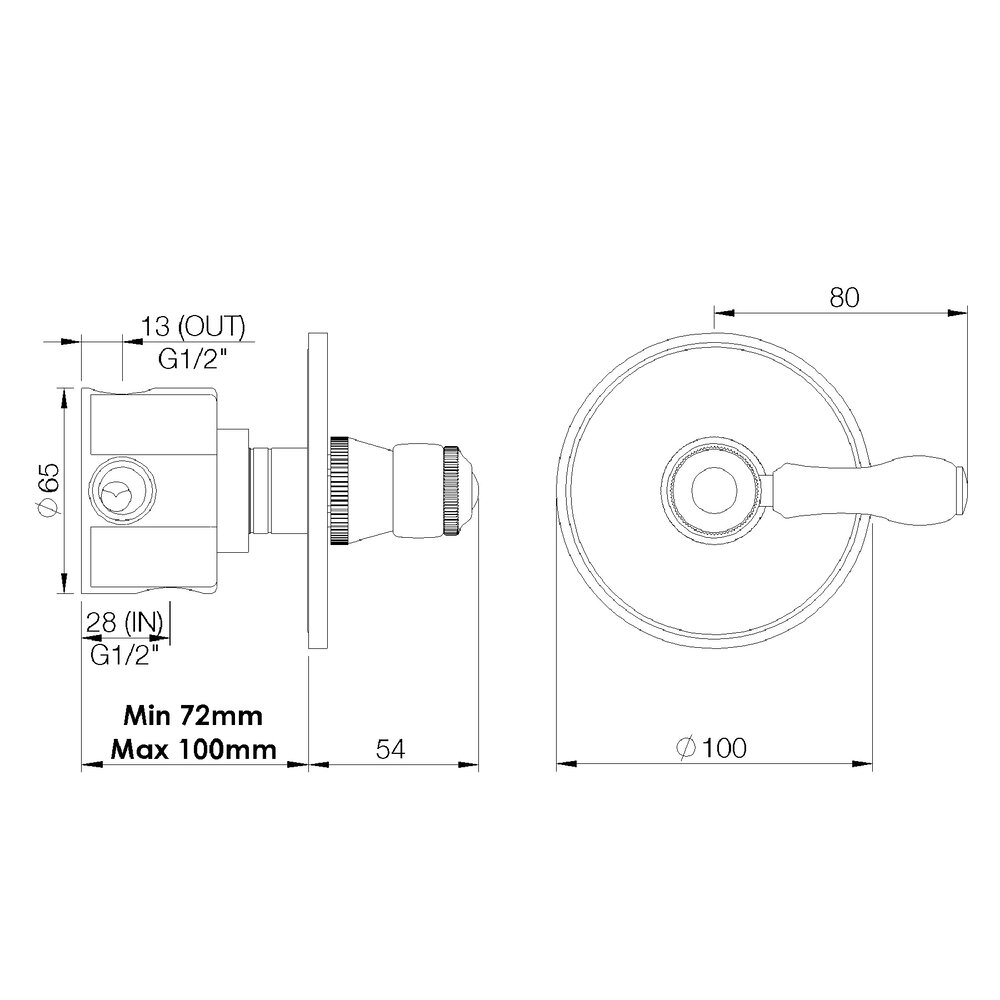 rvb 1935 1935 Concealed 4-way diverter (exposed part)
