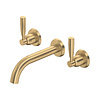 Langbourn 3-hole wall mounted basin mixer with lever handles E.3395 Perrin & Rowe Langbourn Langbourn 3-hole wall mounted basin mixer with lever handles E.3395