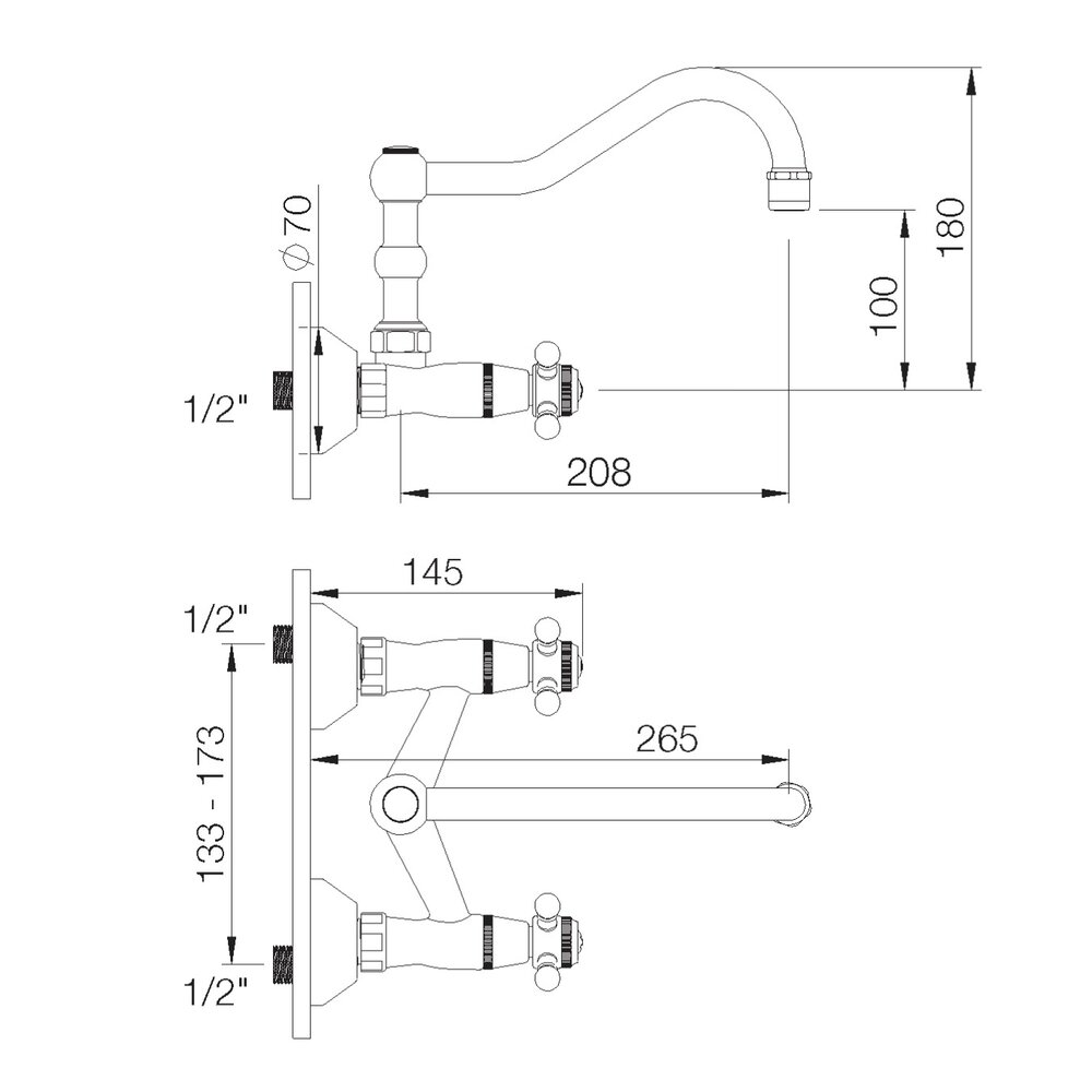 rvb 1921 1921 wall mounted kitchen bridge mixer 1921.--.20