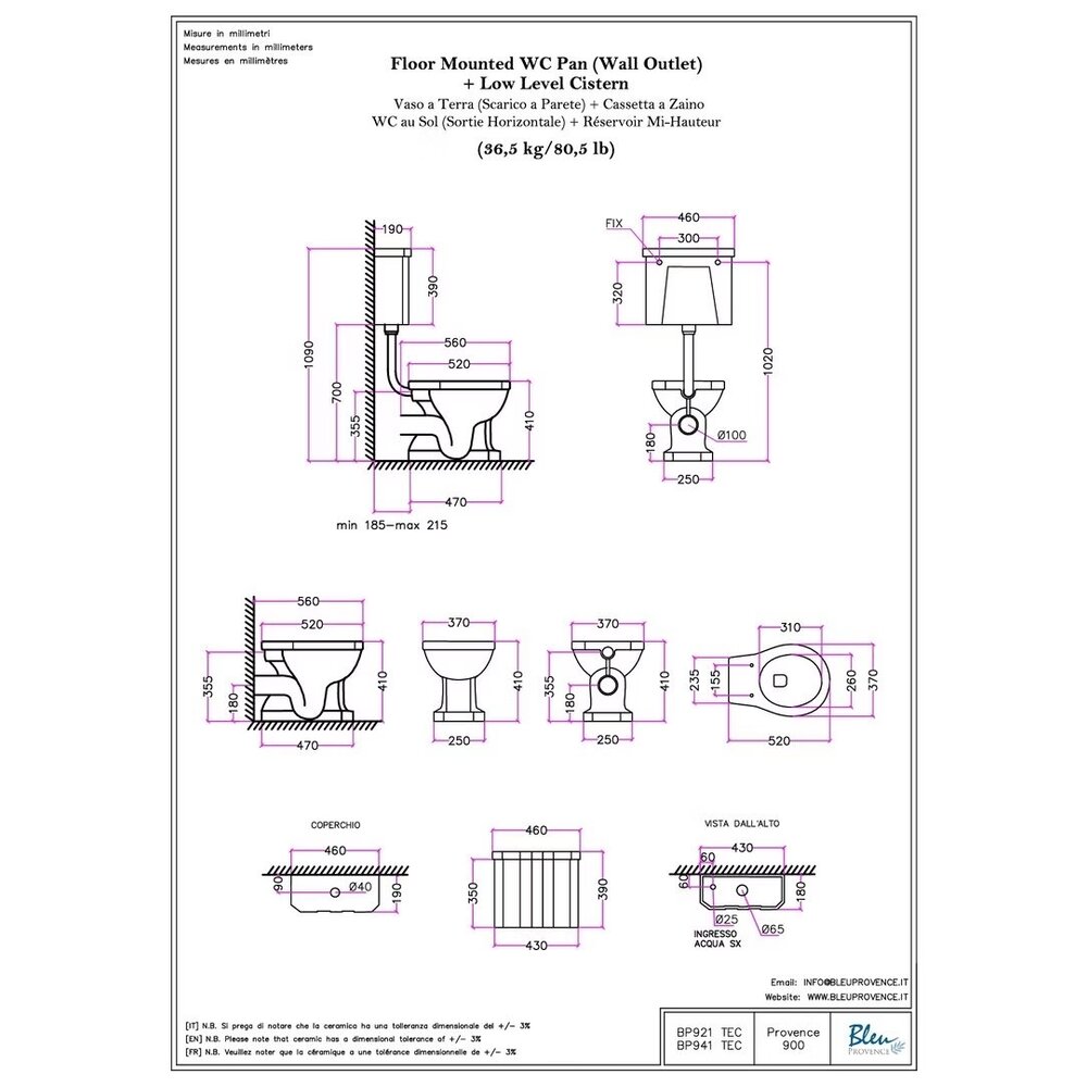 Bleu Provence SOHO BP 900  Low level toilet  with push button