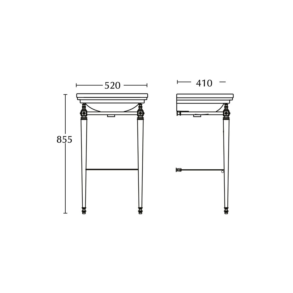 Imperial Imperial Deco 52cm basin with metal stand  and glass shelf