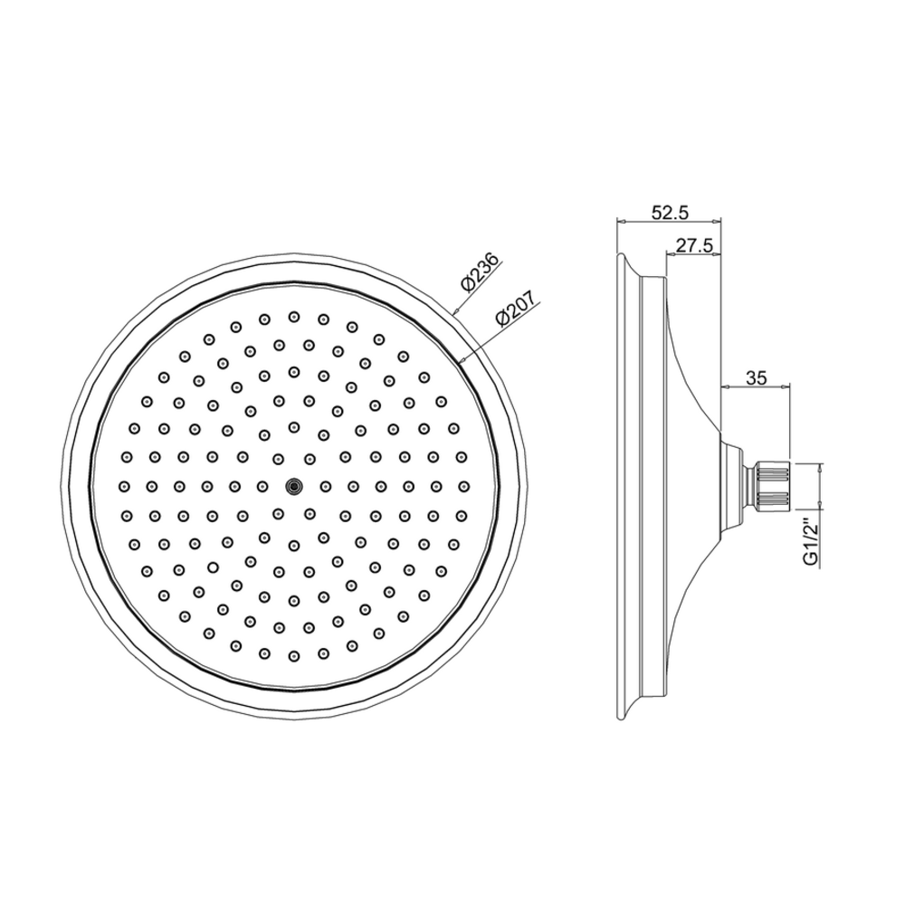 BB Edwardian Edwardian 23cm (9") easy-clean shower rose  V17NKL
