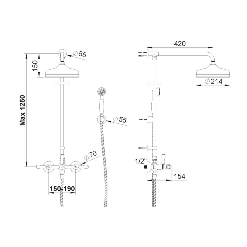rvb 1935 1935 Exposed shower set, 20cm rose - 1935.--65