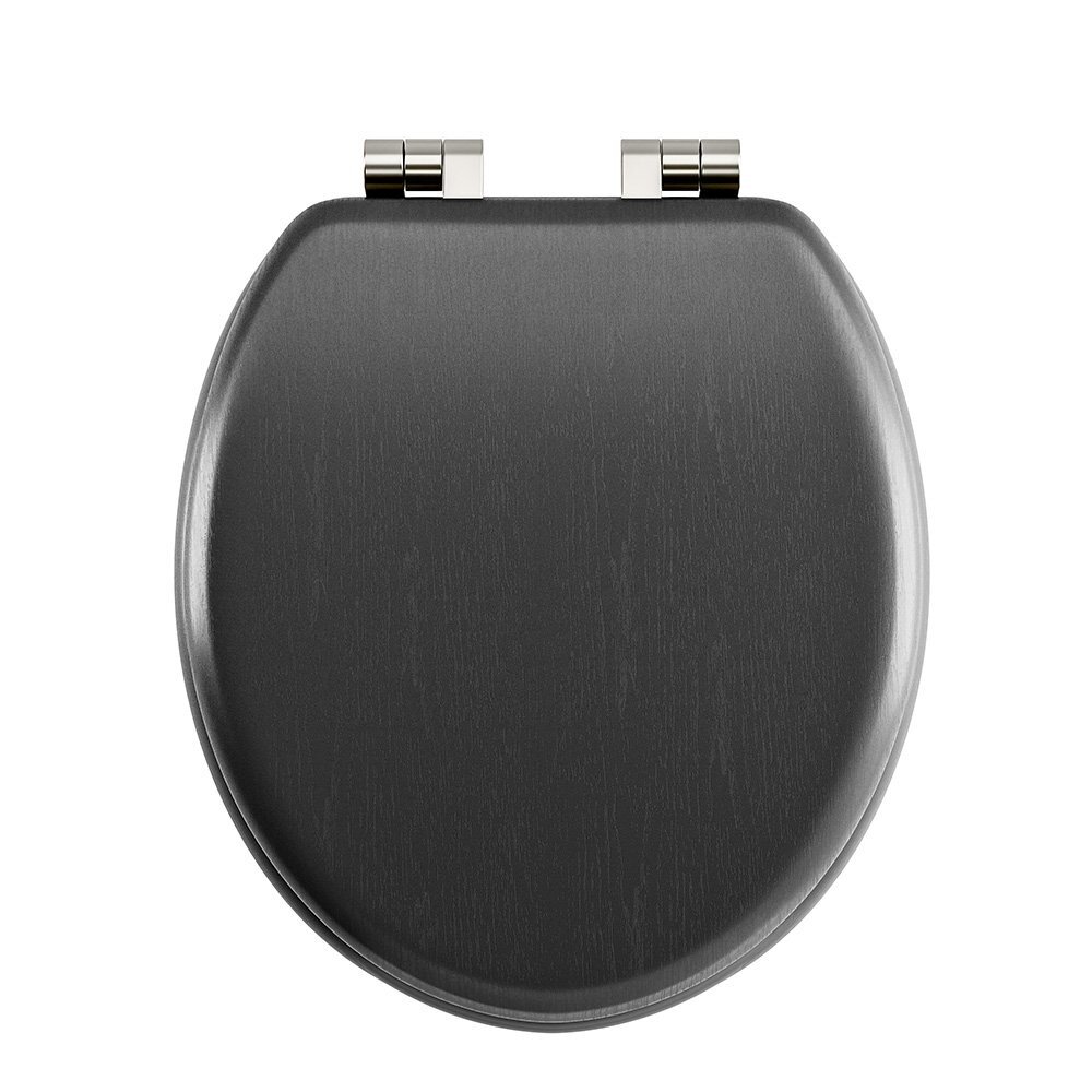 Imperial Oval wooden toilet seat with softclose  - matt black grained