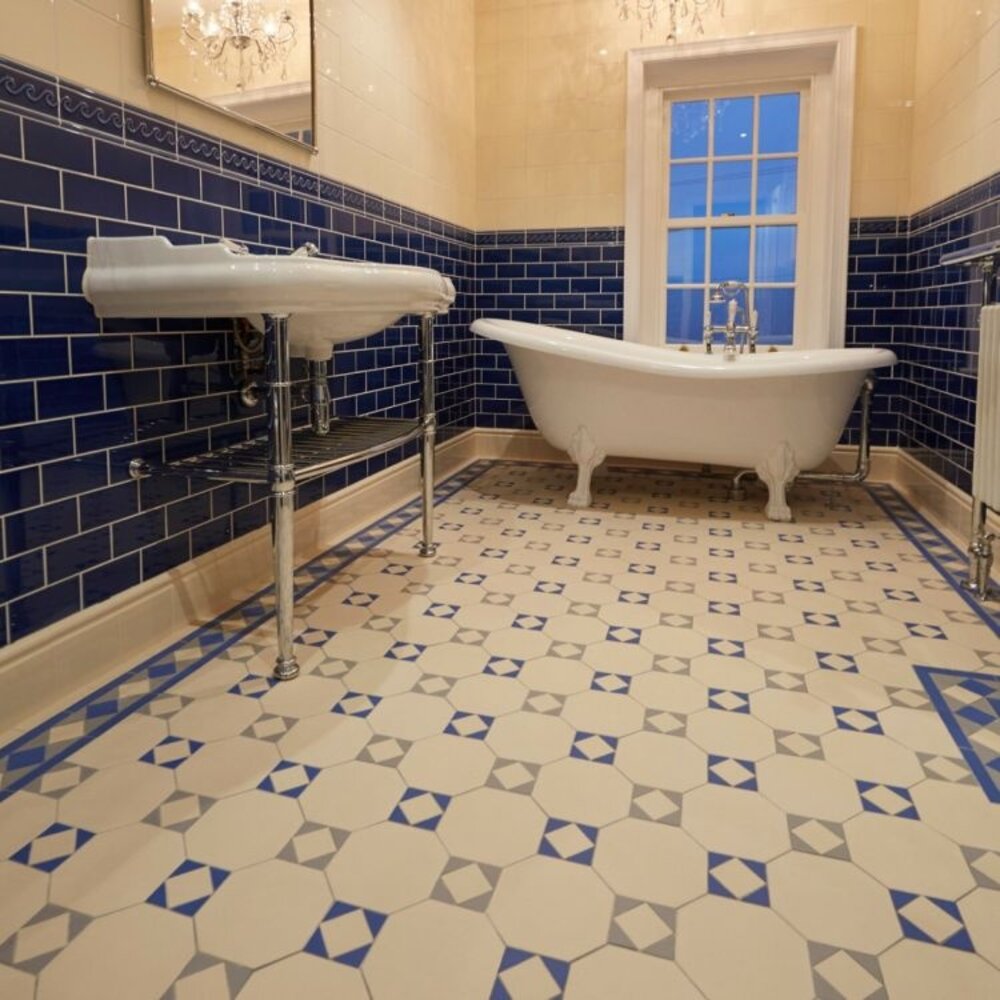 OS VFT Patterns OS Victorian Floor Arundel (Dover White, Grey & Pugin Blue)