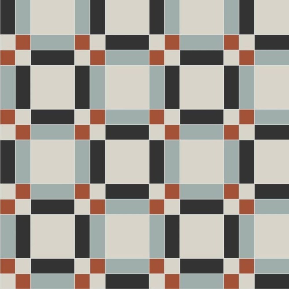 OS VFT Patterns OS Victorian Floor Belfast (Black, Dover White, Grey & Red)