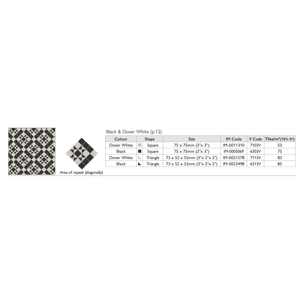 OS VFT Patterns OS Victorian Floor Blenheim (Black & Dover White)