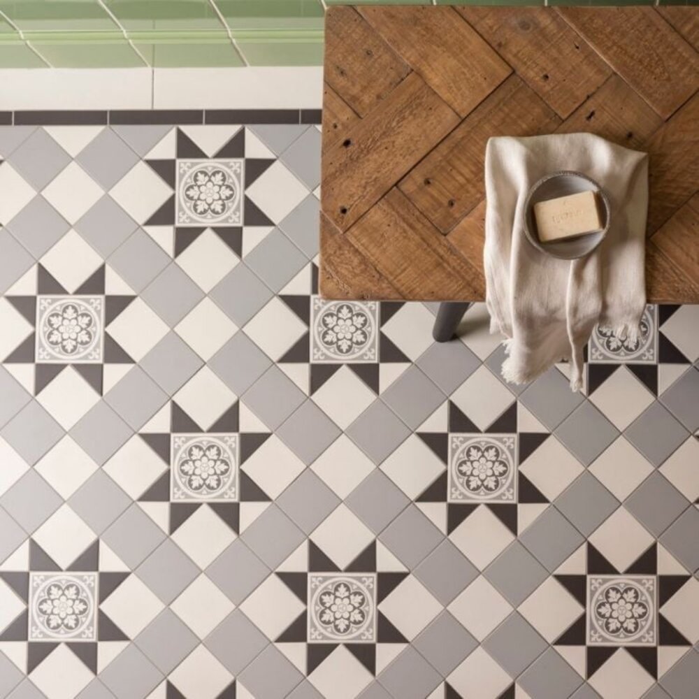 OS VFT Patterns OS Victorian Floor Blenheim (Black, Dover White & with Livingstone Black on Dover White)