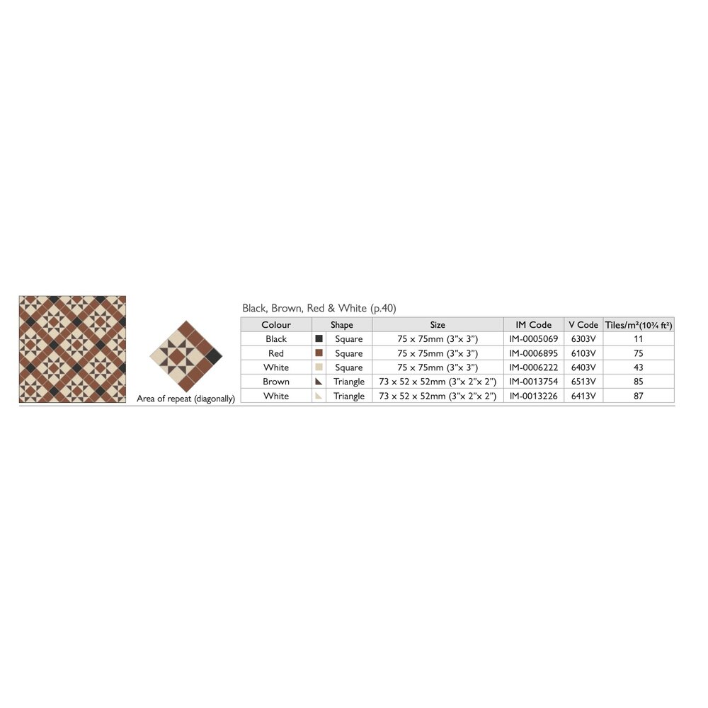 OS VFT Patterns OS Victorian Floor Blenheim (Black, Brown, Red & White)