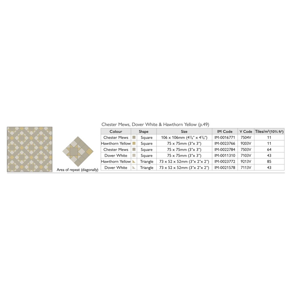 OS VFT Patterns OS Victorian Floor  Blenheim (Chester Mews, Dover White & Hawthorne Yellow)