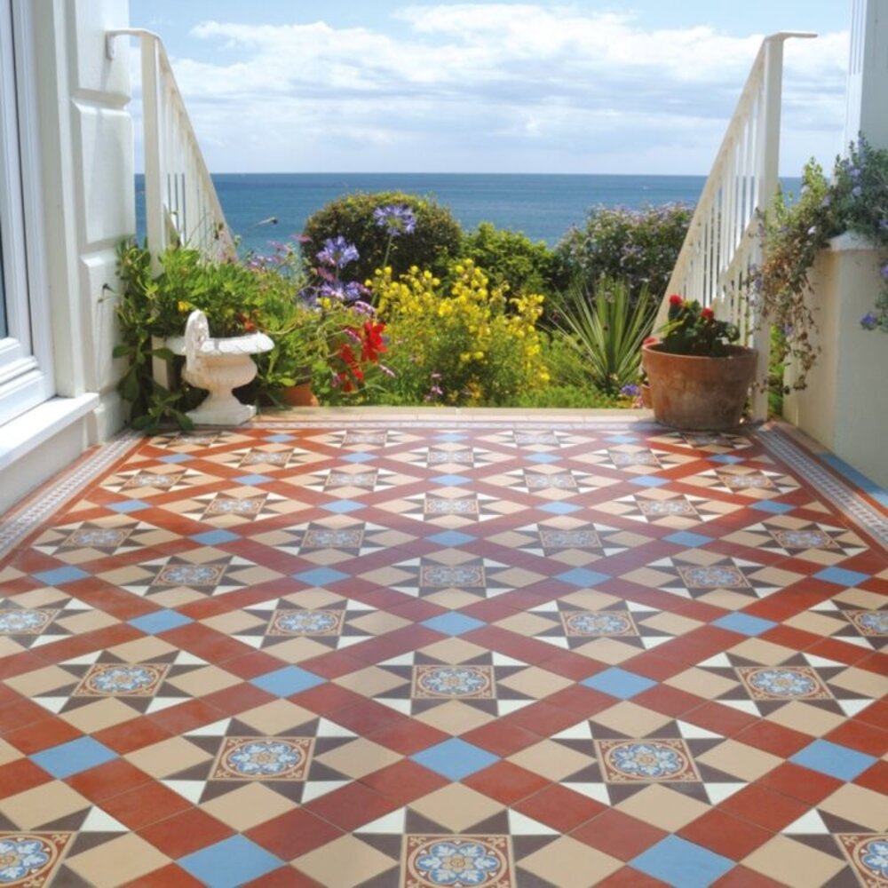 OS VFT Patterns OS Victorian Floor Blenheim (Blue, Brown, Buff, Red, White & Livingston Blue on Buff)
