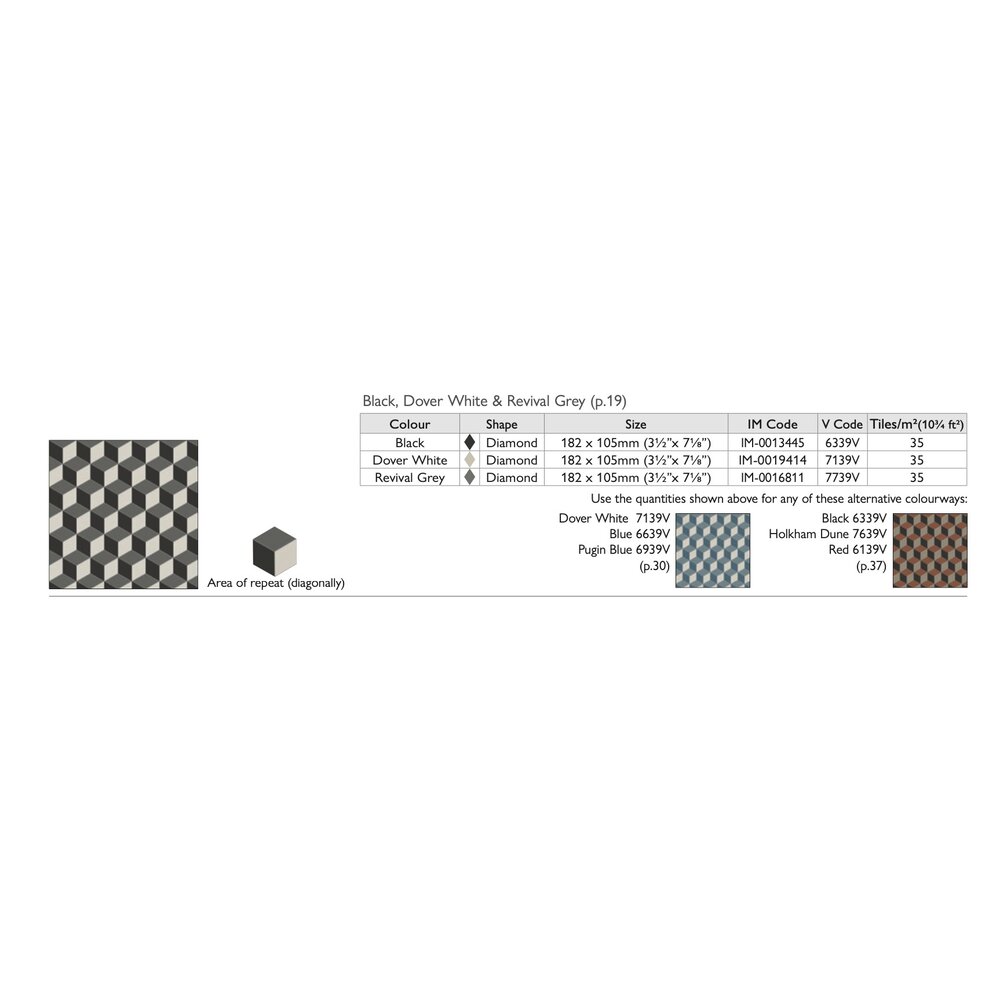 OS VFT Patterns OS Victorian Floor Bloomsbury (Black, Dover White & Revival Grey)