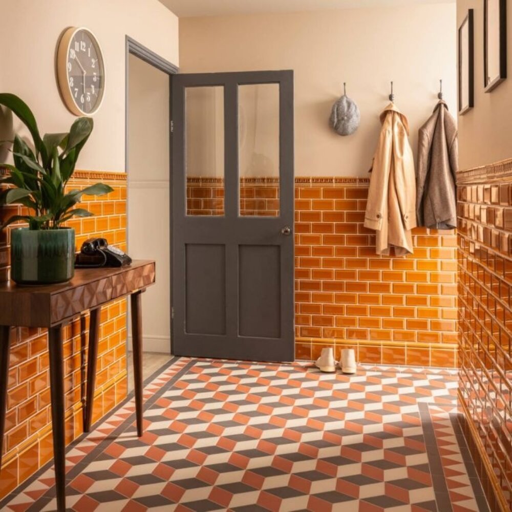 OS VFT Patterns OS Victorian Floor Bloomsbury (Black, Holkham Dune & Red)
