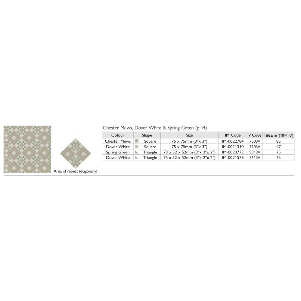 OS VFT Patterns OS Victorian Floor Braemar  (Chester Mews, Dover White & Spring Green)