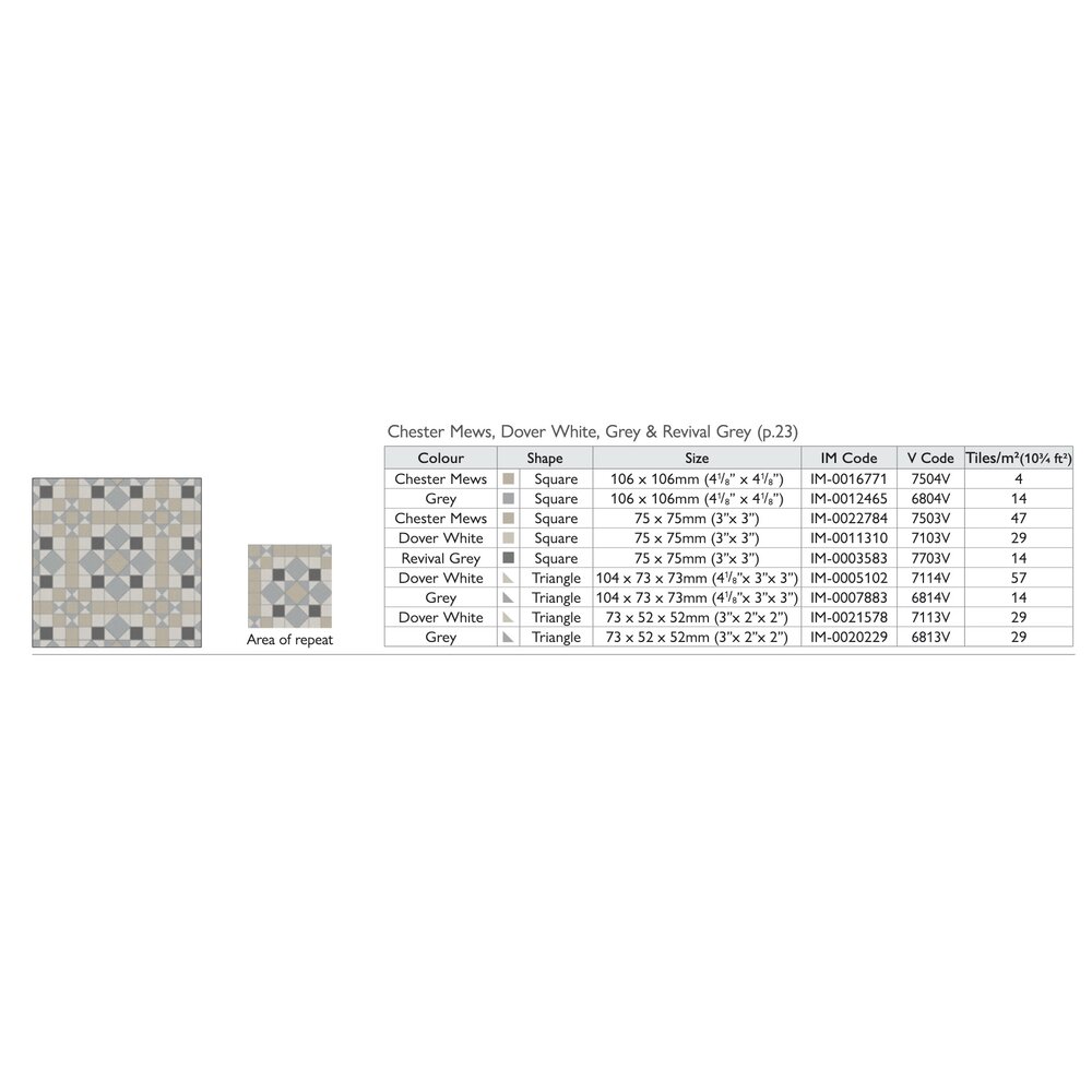 OS VFT Patterns OS Victorian Floor Chatsworth (Chester Mews, Dover White, Grey & Revival Grey)