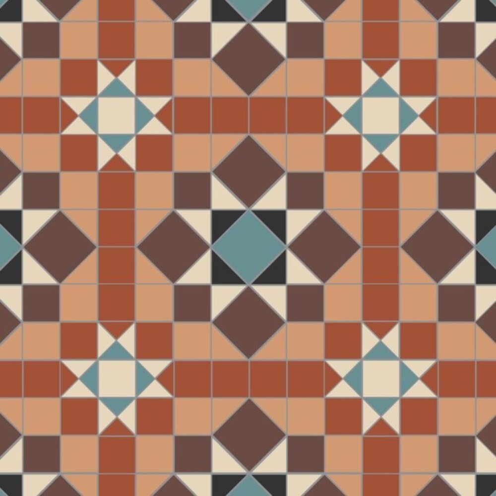 OS VFT Patterns OS Victorian Floor  Chatsworth (Black, blue, Bronw, Buff, Red & White)