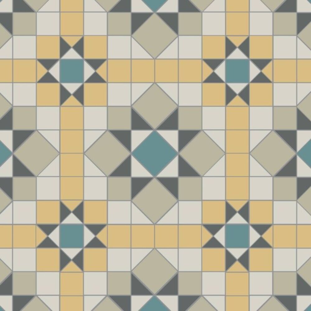 OS VFT Patterns OS Victorian Floor Chatsworth (Hawthorn Yellow, Chester Mews, Blue, Revival Grey & Dover White)