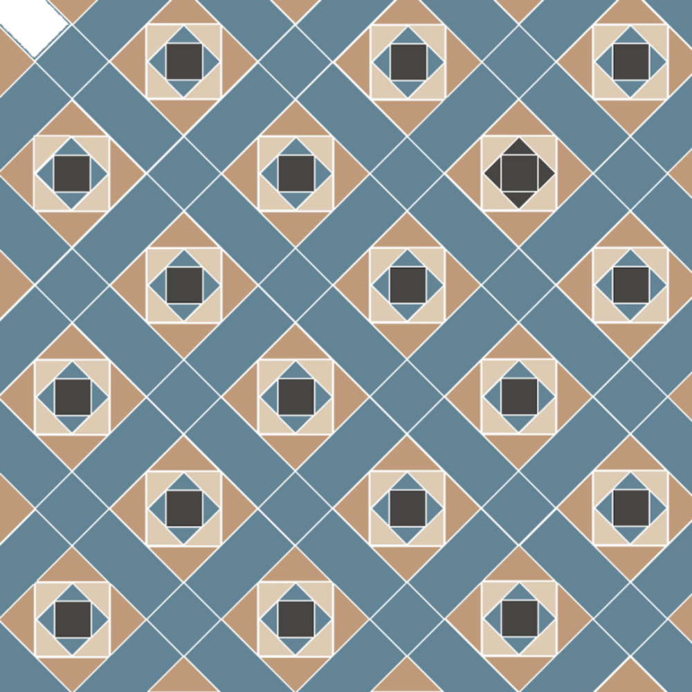 OS VFT Patterns OS Victorian Floor Conway (Black, Blue, Buff & White)
