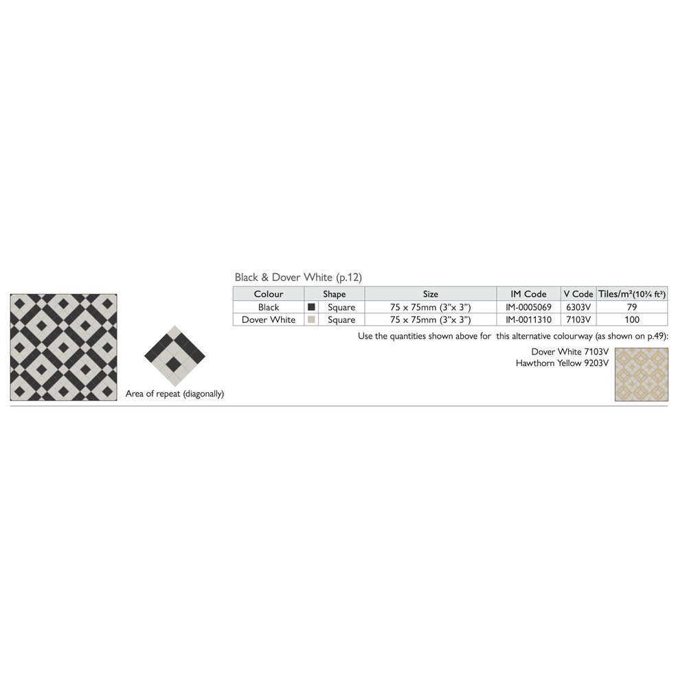 OS VFT Patterns OS Victorian Floor  Exeter (Black & Dover White)